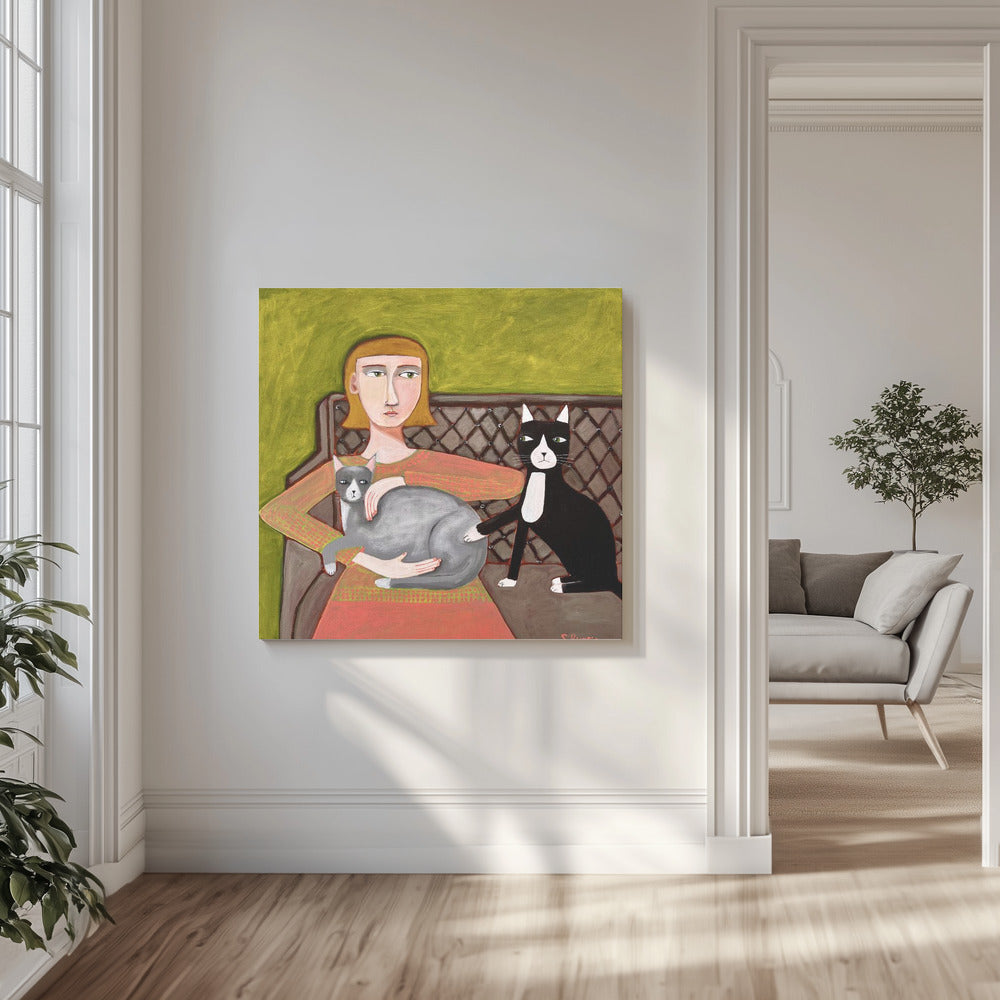 De jaloerse kat | Canvas