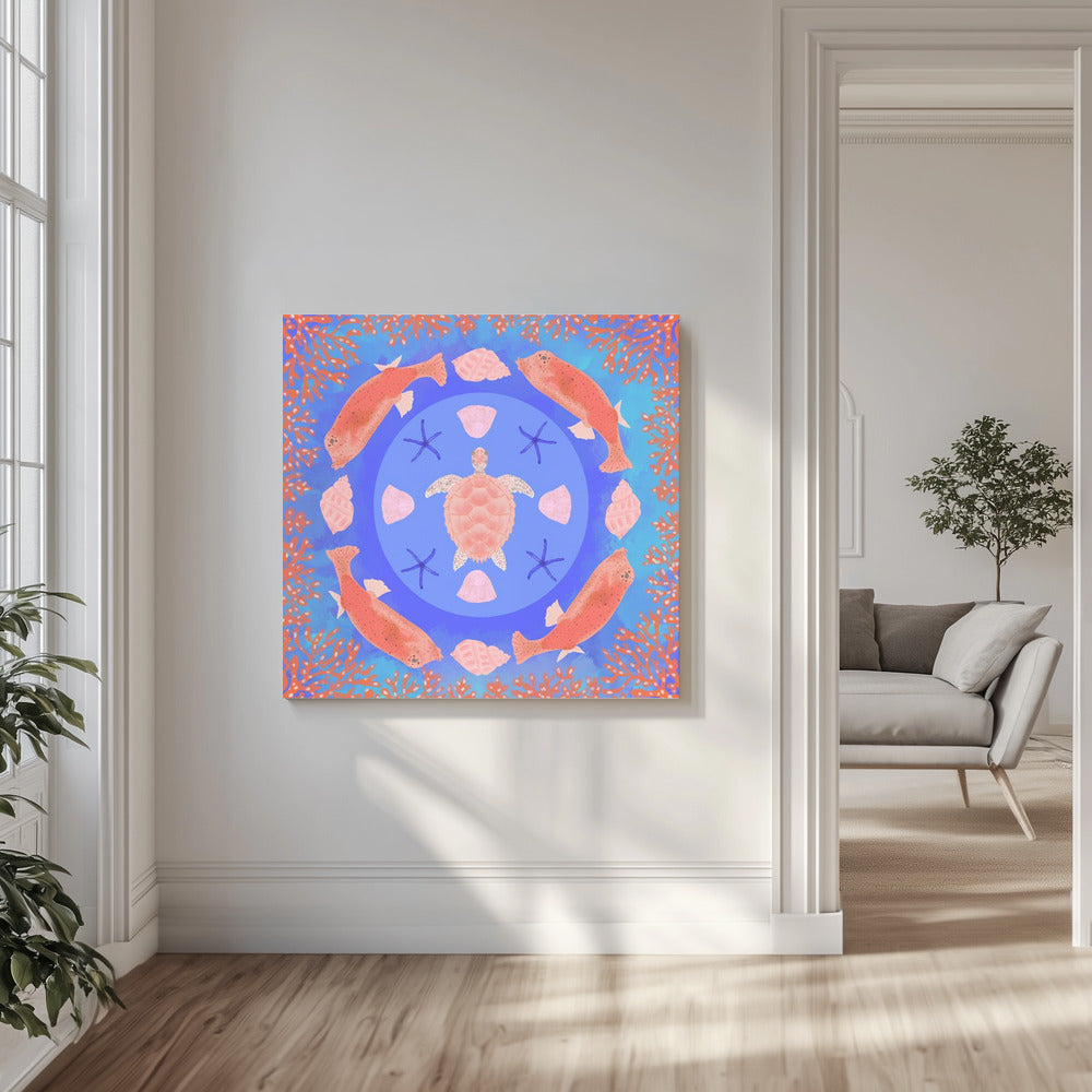 Zeeschildpad Mandala | Canvas