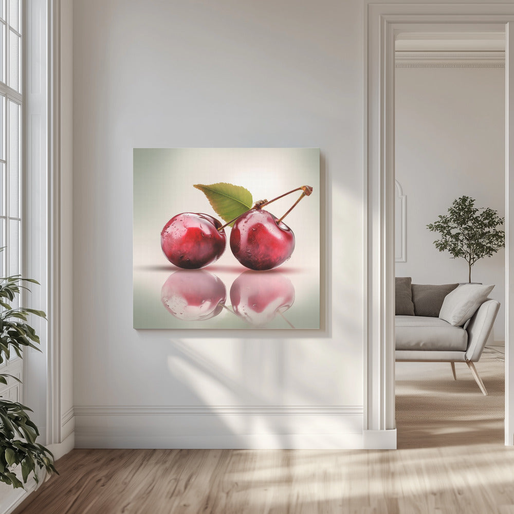 Twee kersen | Canvas