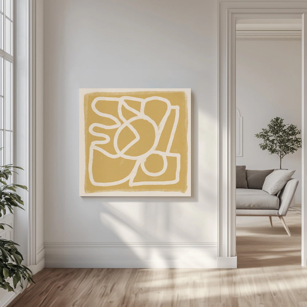 Lijn Abstract Goud Bruin | Canvas