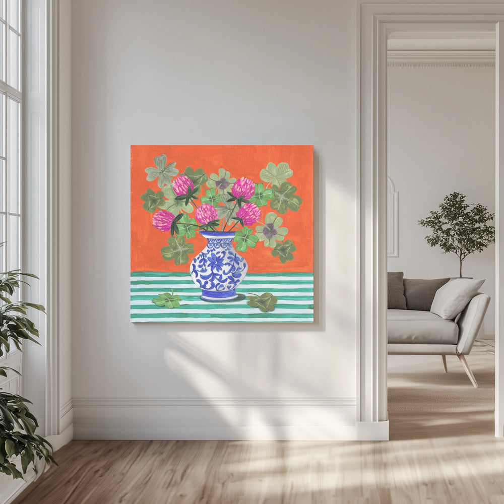 Clovers and Pink Blossoms | Canvas