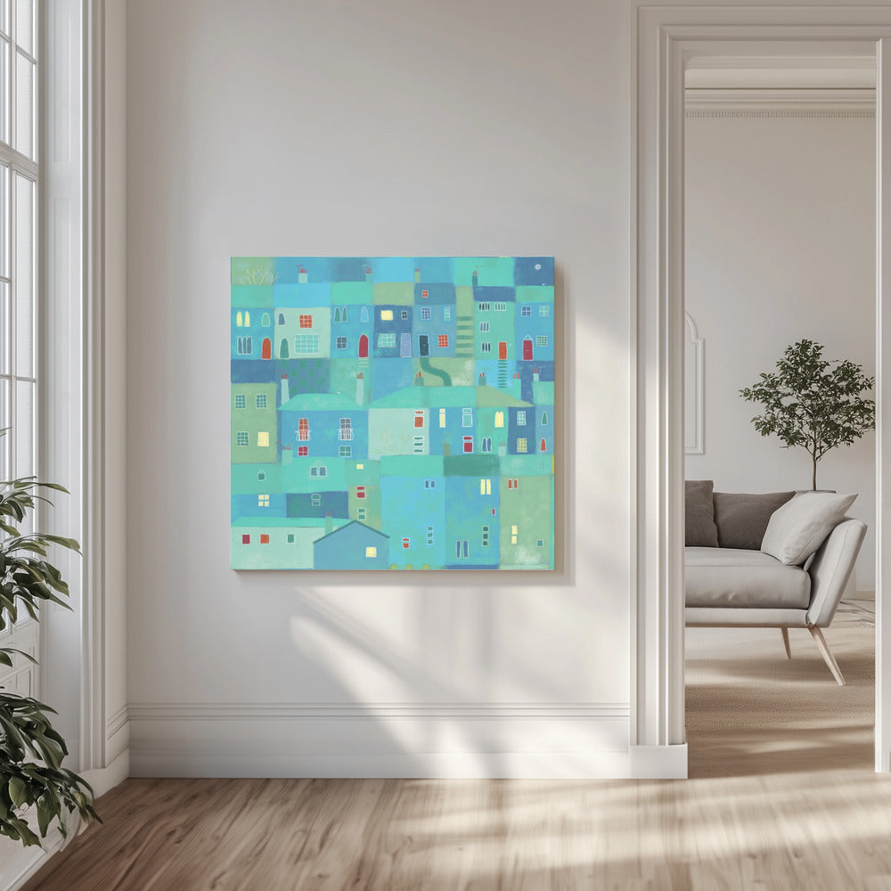 Blauwe Stad Vanaf De Trappen | Canvas