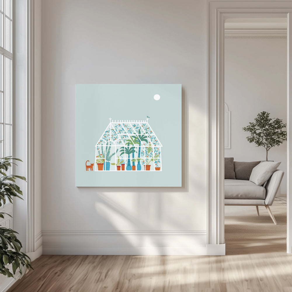 Kas gevuld met diverse planten | Canvas