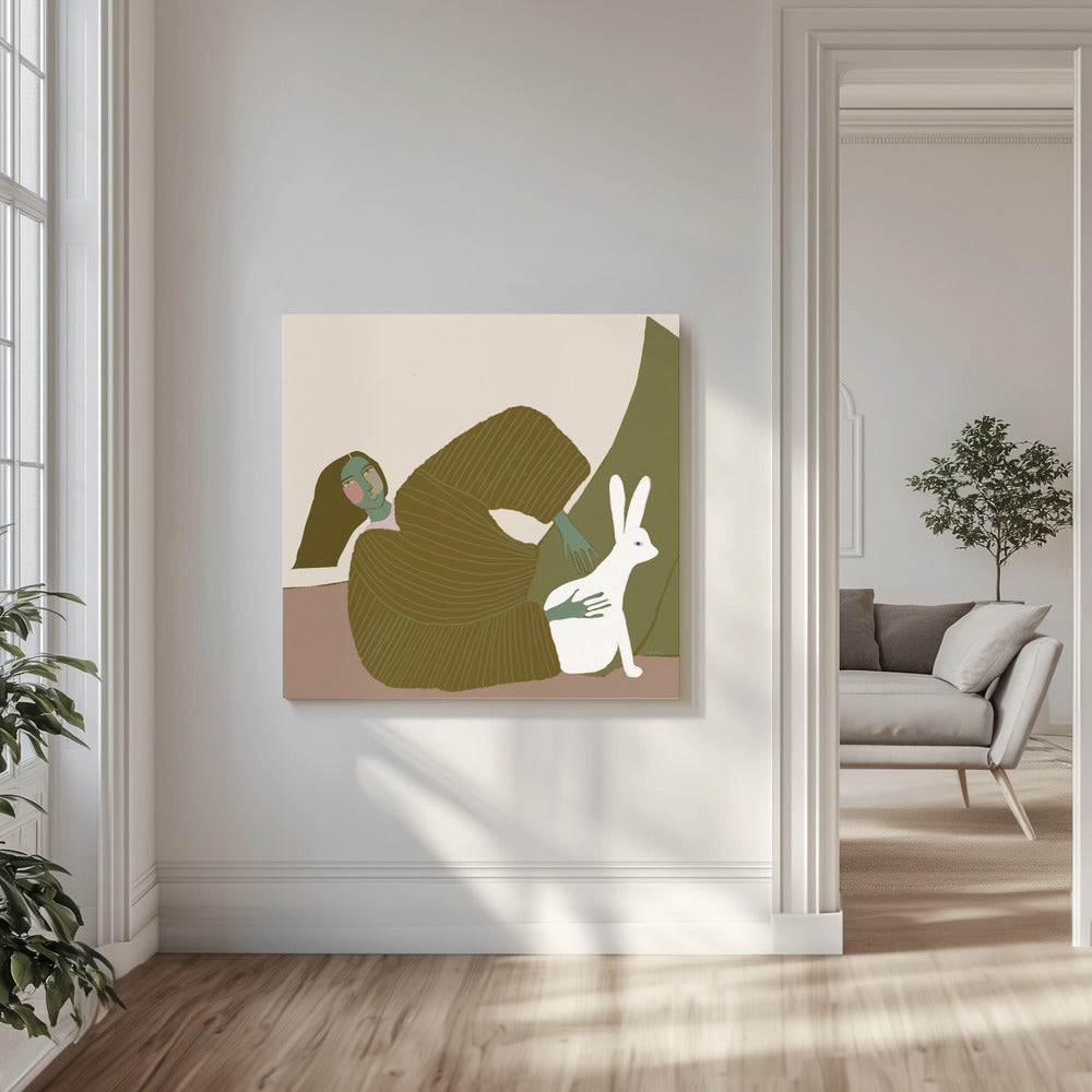 dame met konijn | Canvas