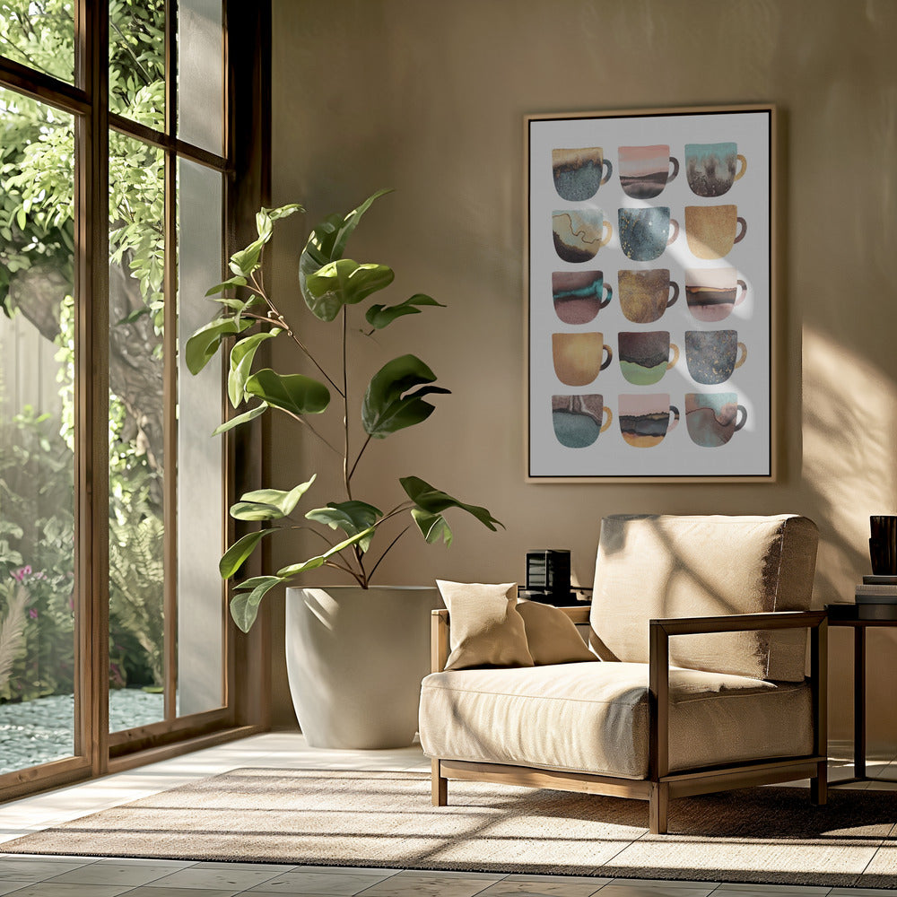 Aardse koffiekopjes | Poster