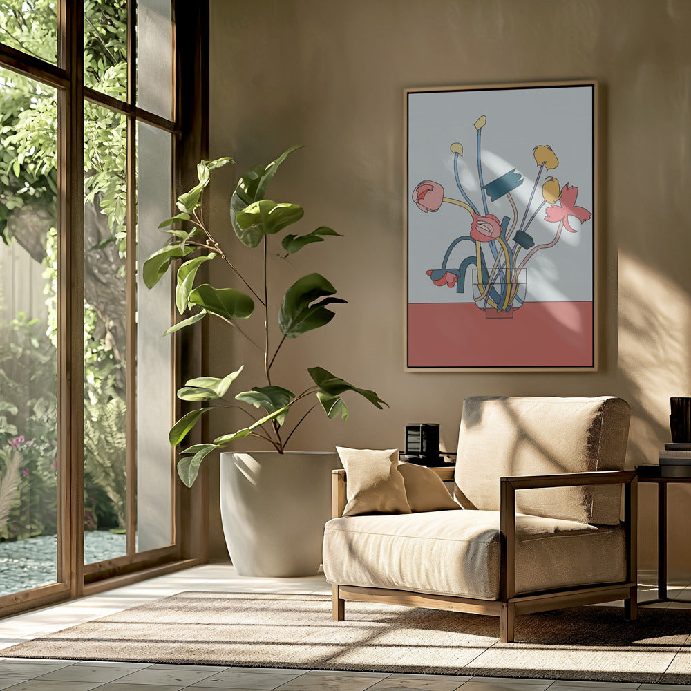 Bloemen in een glazen vaas | Poster