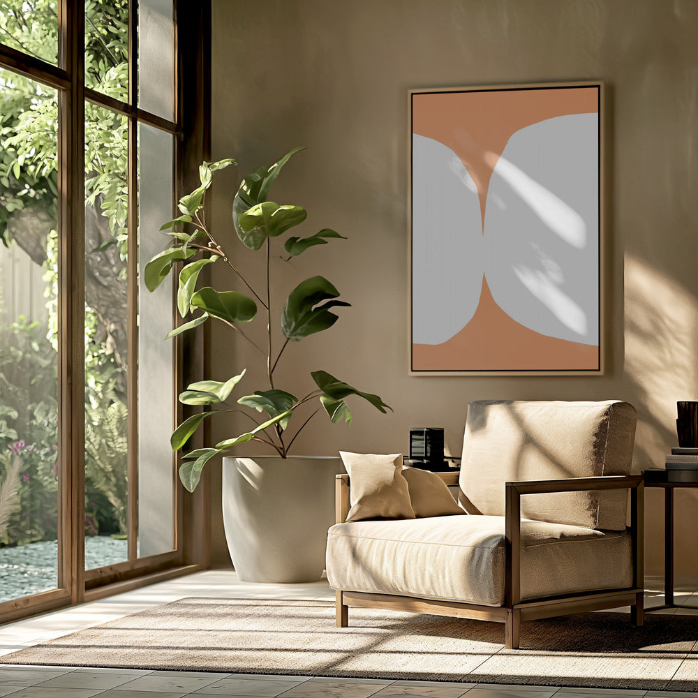 Geometrische witte vormen op een oranje achtergrond | Poster