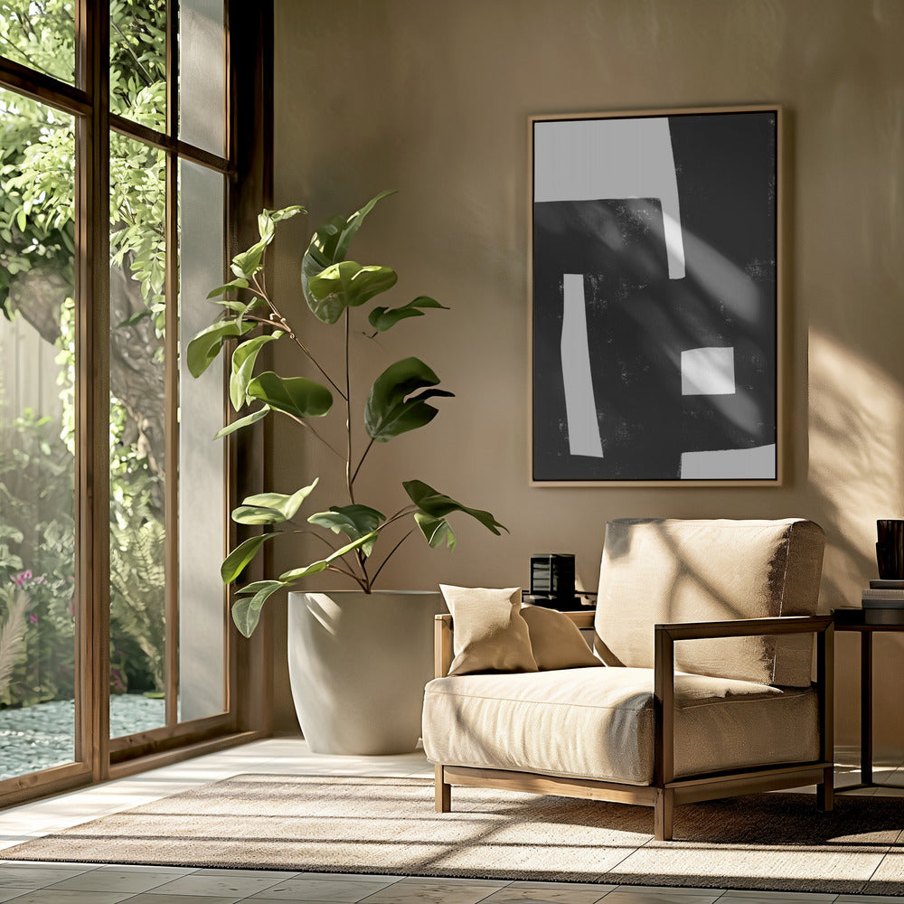Zwart-wit doolhof | Poster