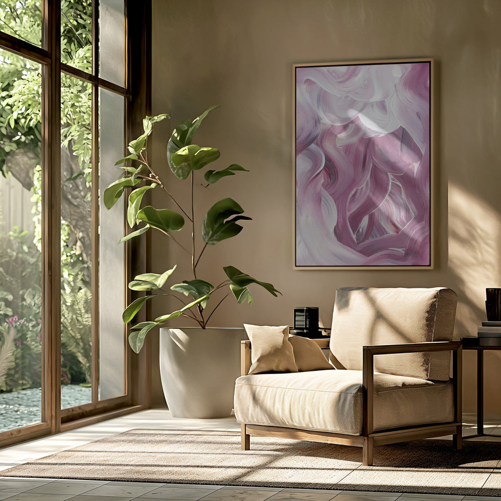 Expressieve roze en witte penseelstreken | Poster