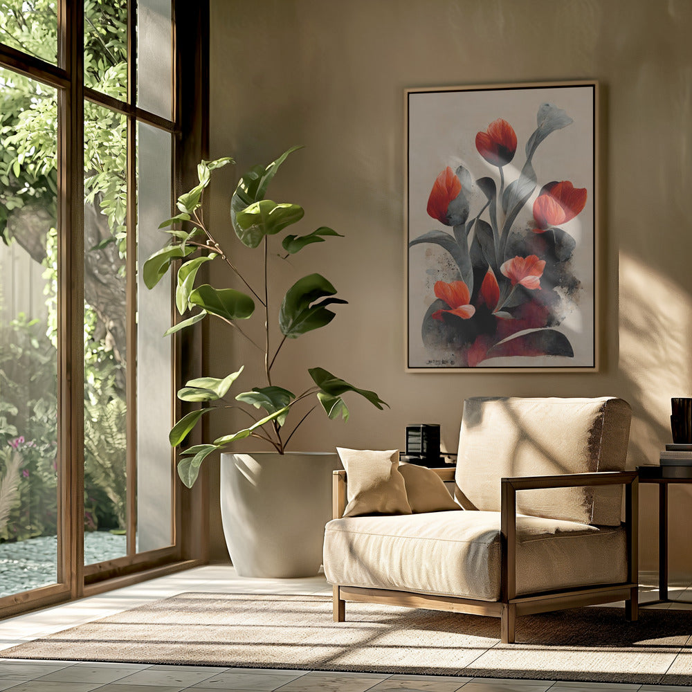 Karmozijnrode bloesems | Poster