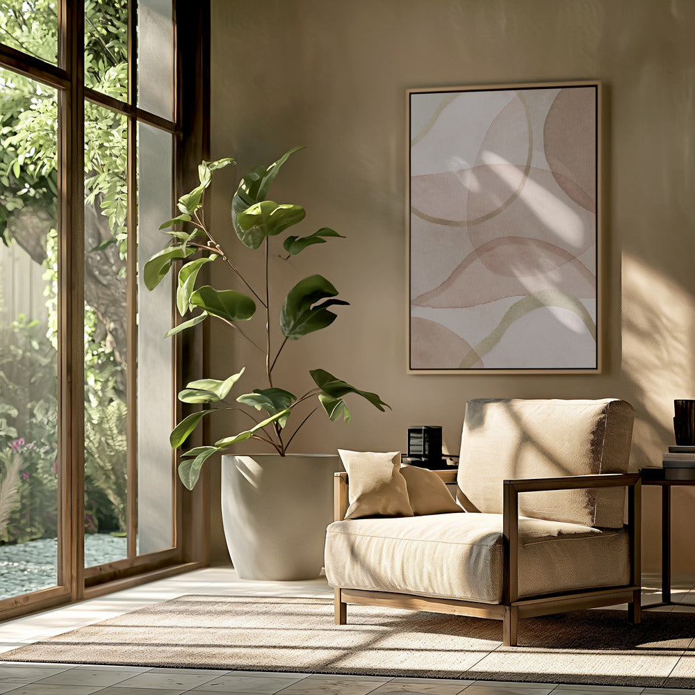 Blush en bruin abstract | Poster