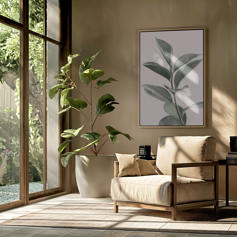 Blad op roze | Poster