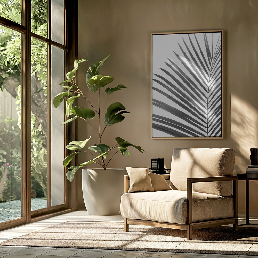 Zwart-wit palmblad | Poster