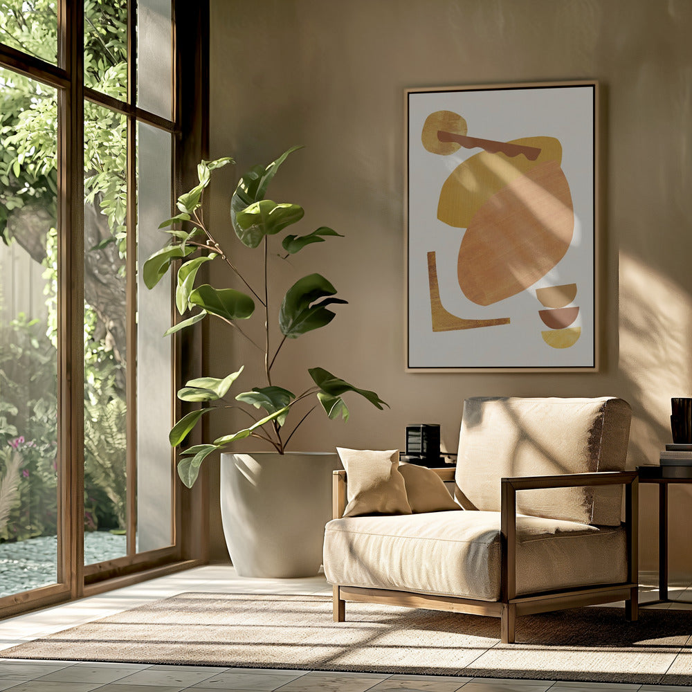 Abstracte collage met warme vormen | Poster