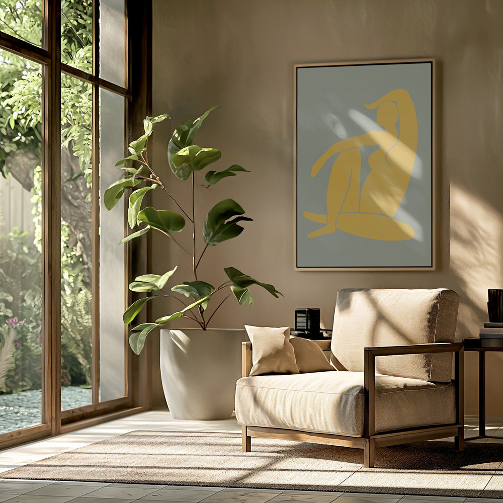 Figuur Groen en Geel Matisse Stijl | Poster
