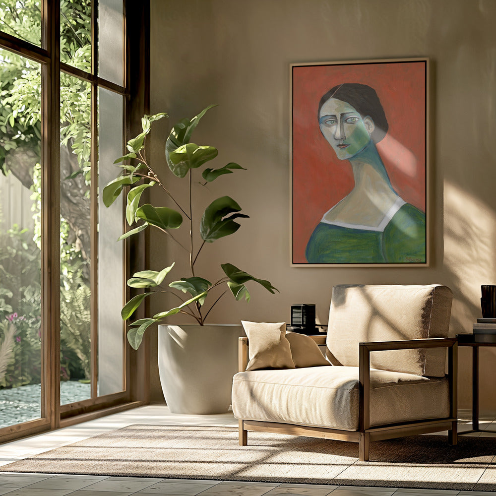 Vintage woman in green | Poster