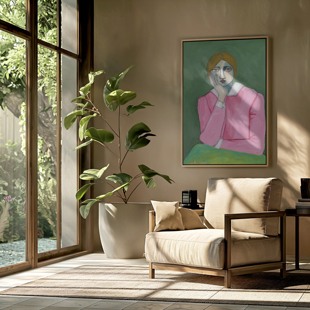 Vintage dame in roze | Poster