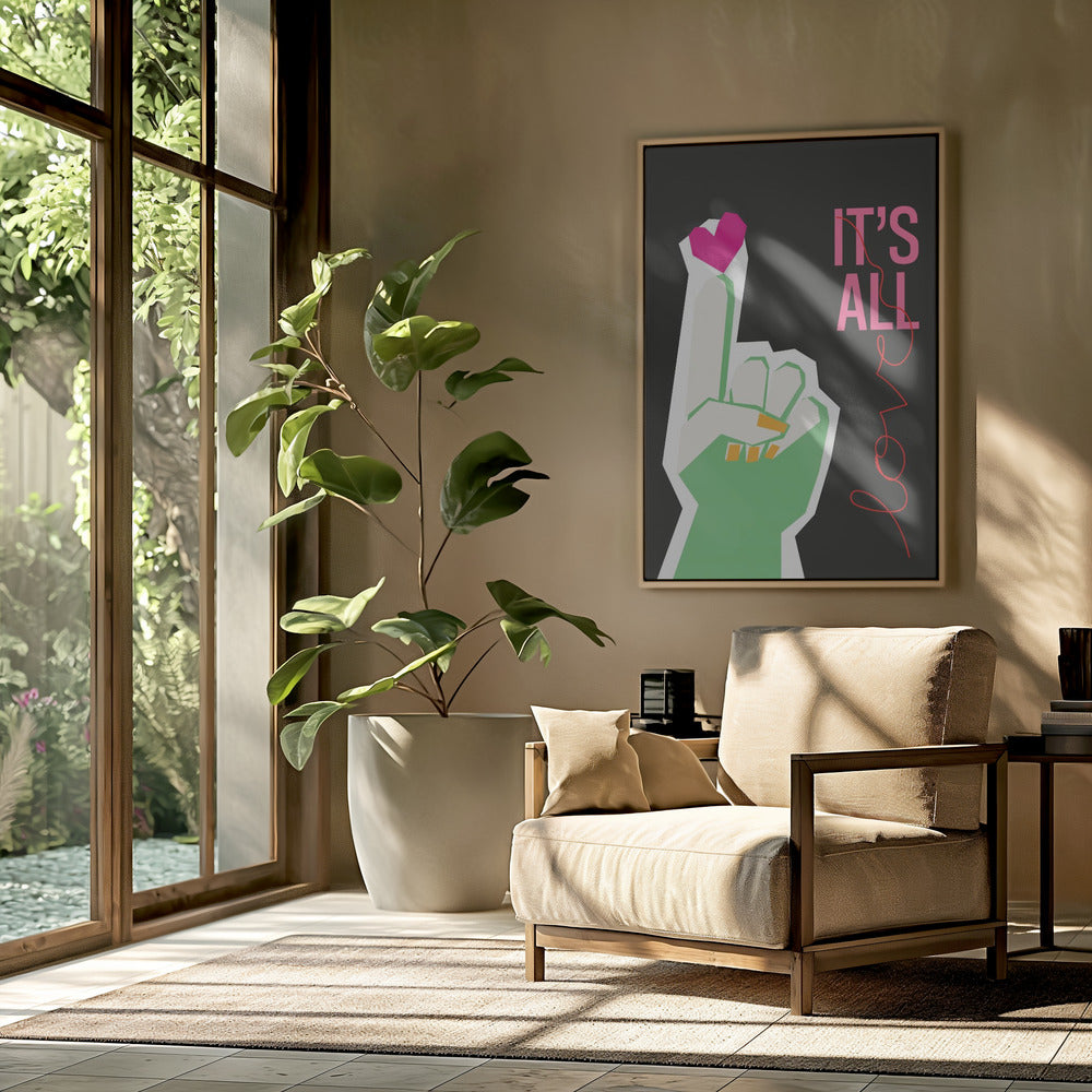Het is allemaal liefde handgrijs | Poster
