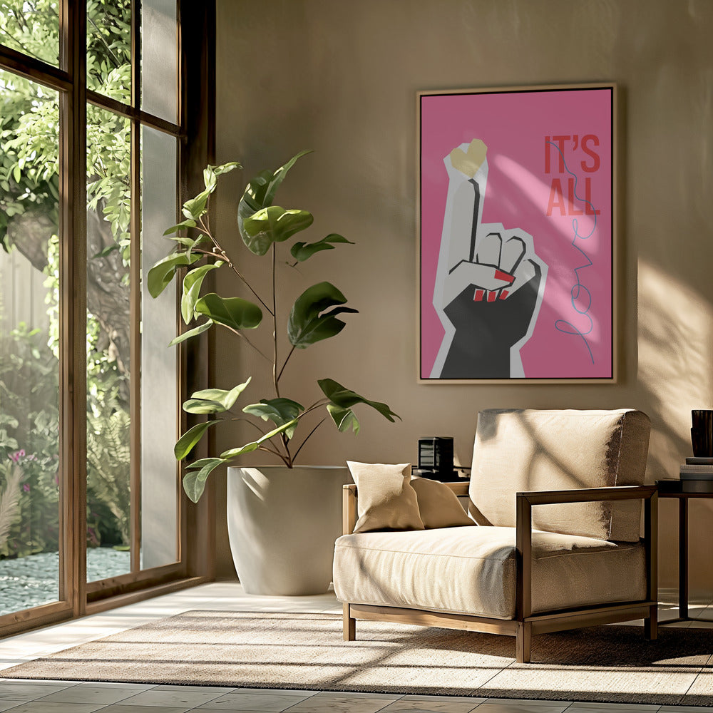 Het is allemaal liefde hand roze | Poster
