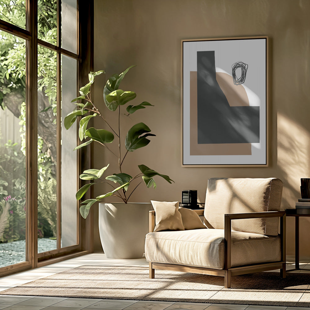 Geometrische vormen in zwart en bruin | Poster