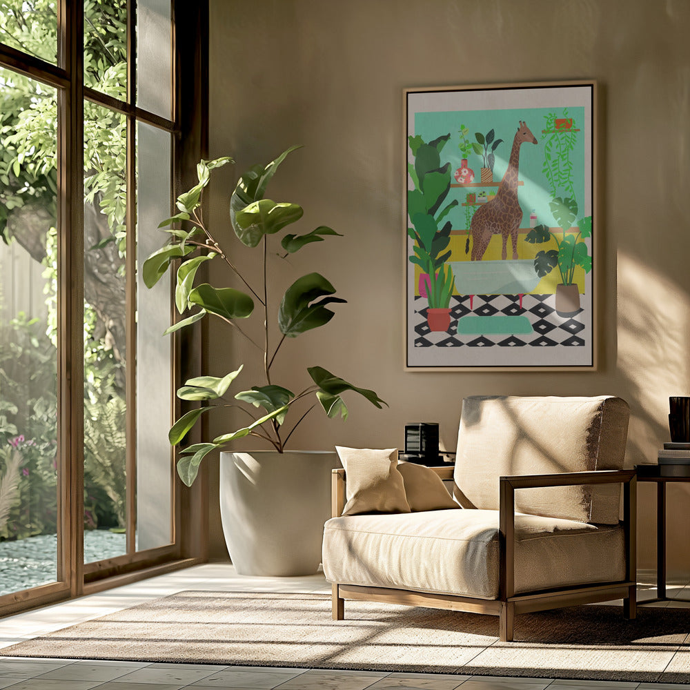 Giraffen in bad | Poster