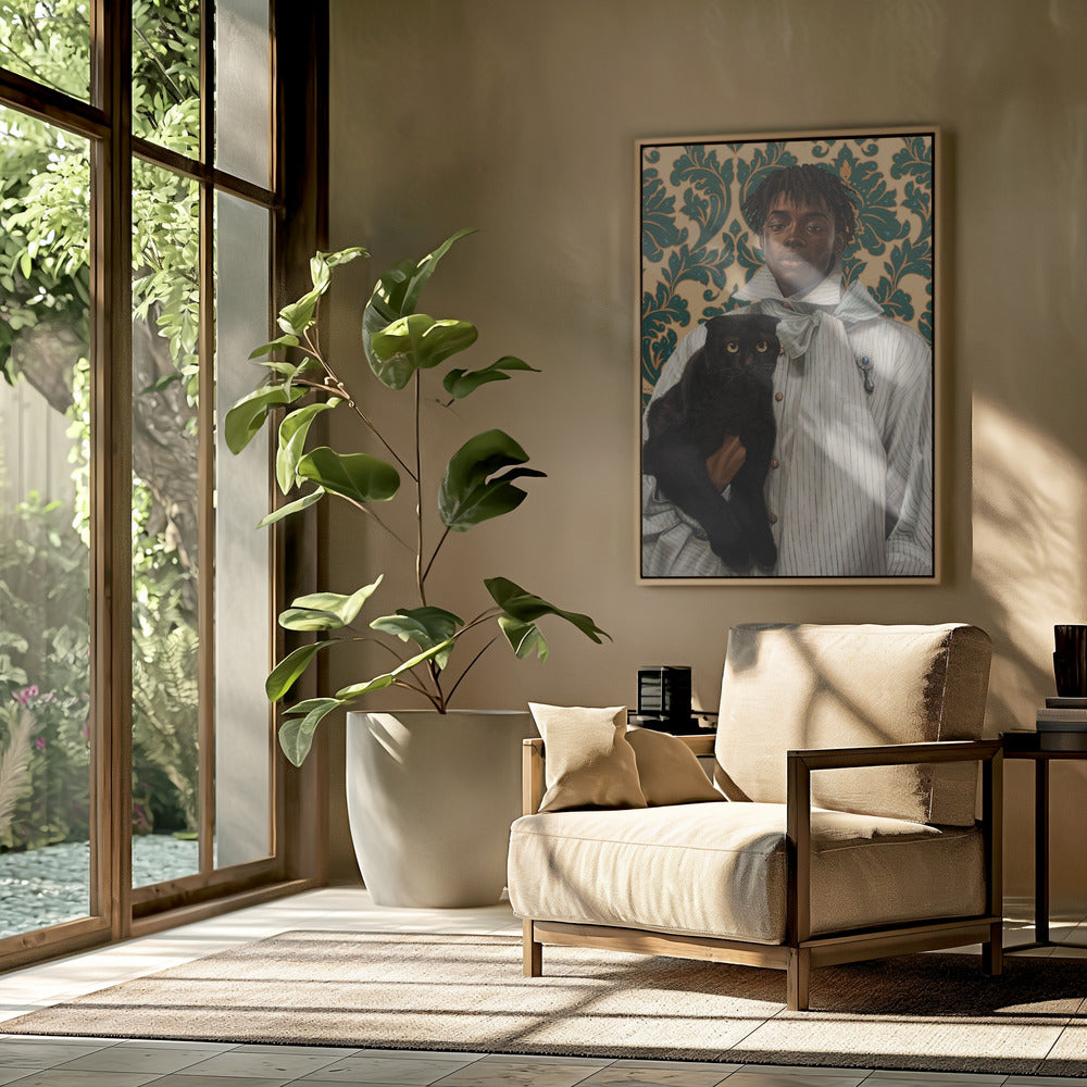Heer met kat | Poster