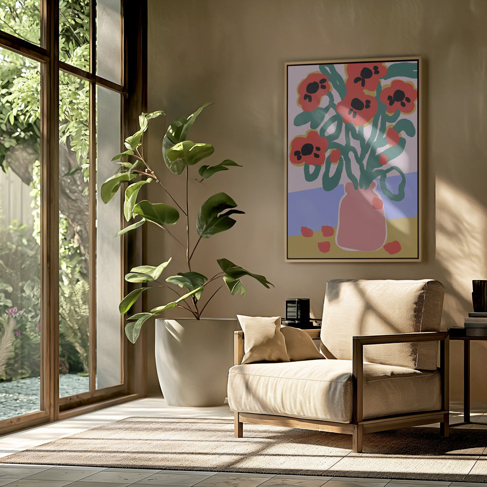 Vaas met opvallende bloemen | Poster