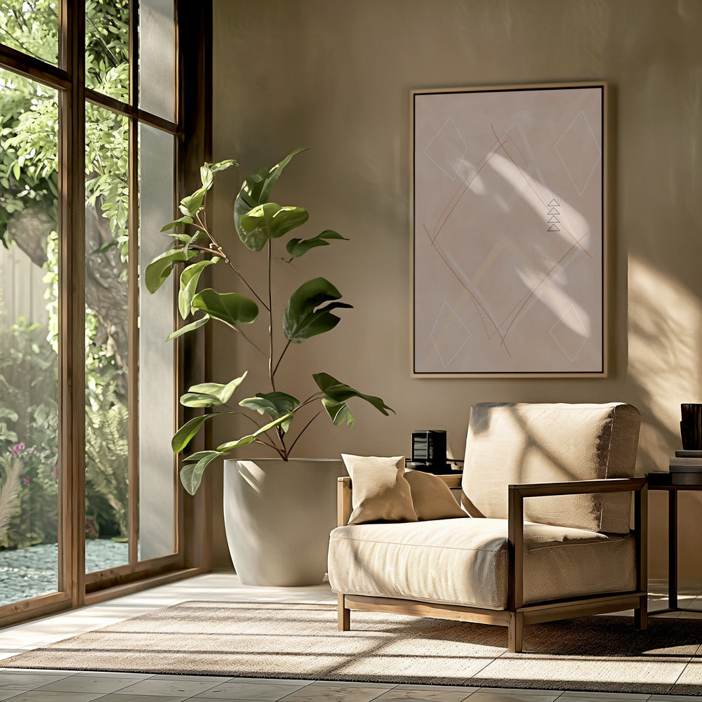Abstracte geometrische kunst beige tinten | Poster