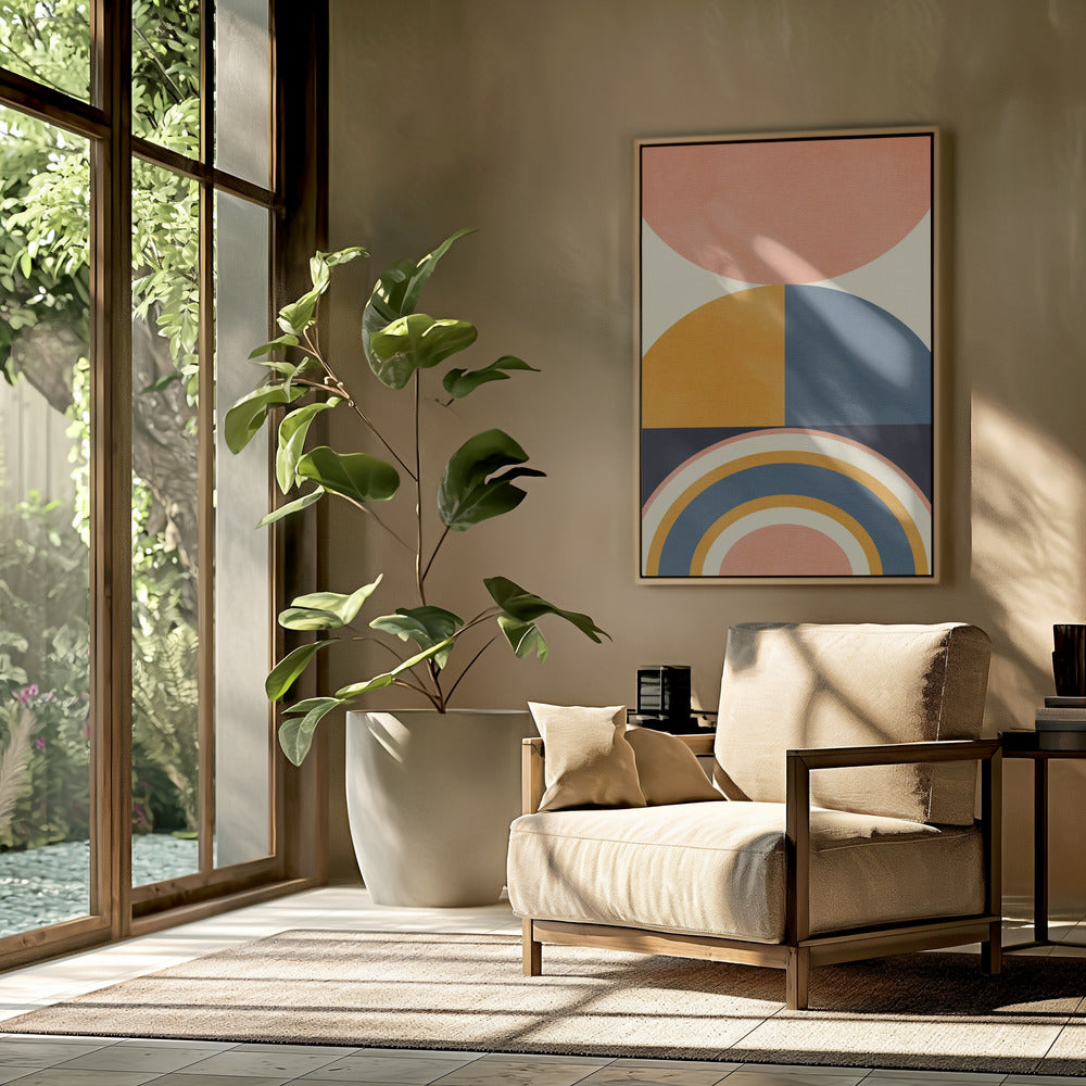 Regenboog Plus Vormen Blauw Mosterd10 | Poster