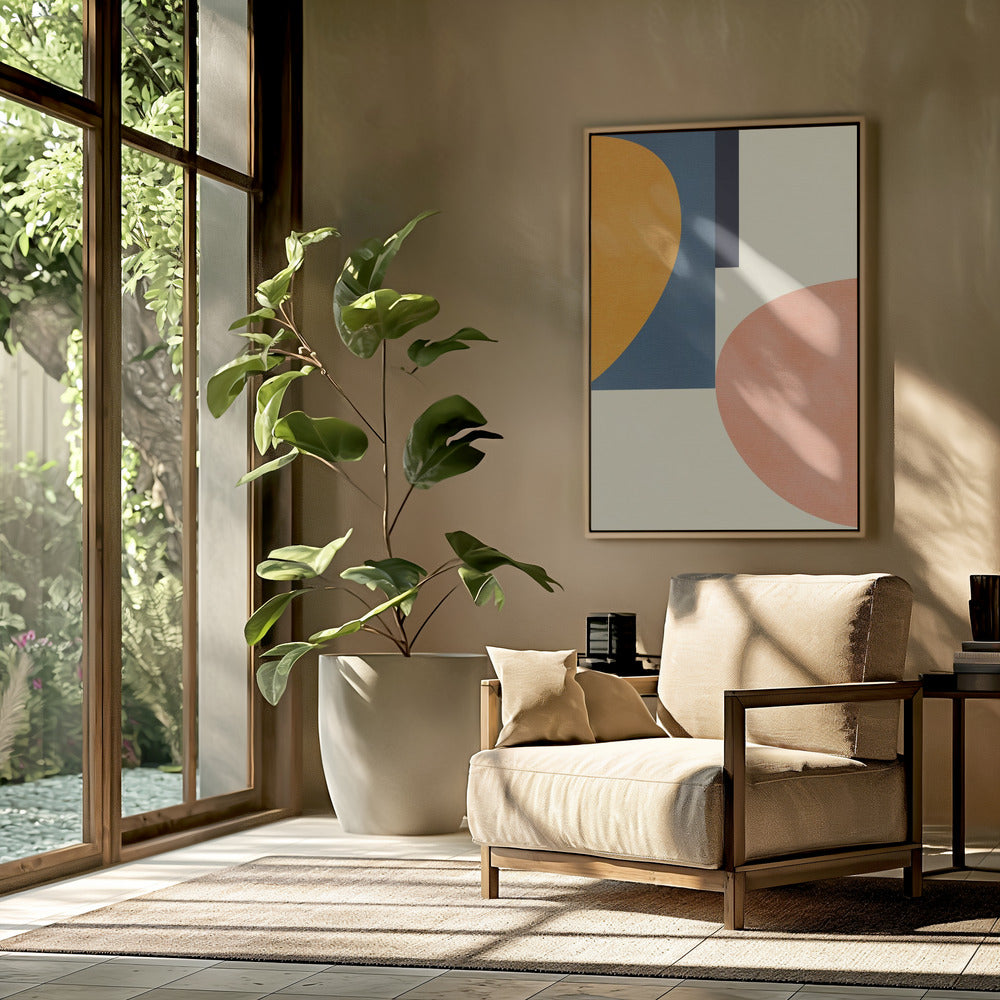 Regenboog Plus Vormen Blauw Mosterd1 | Poster
