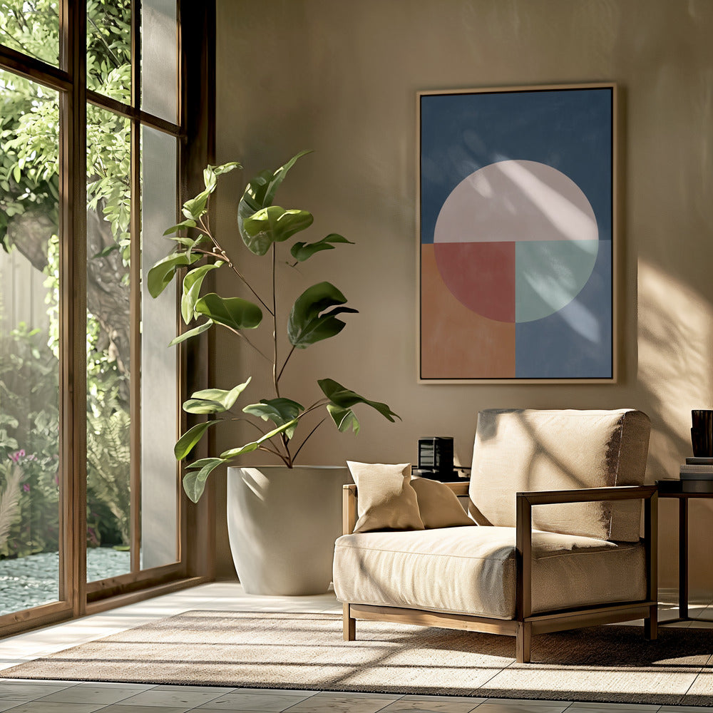 Geometrische abstractie met een grote pastelcirkel | Poster