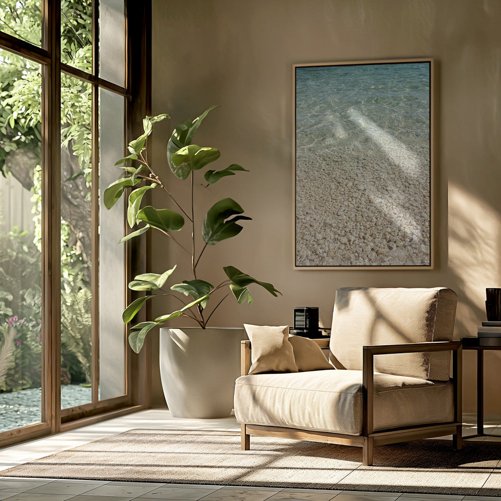 Aqua Ocean en gouden kiezels | Poster
