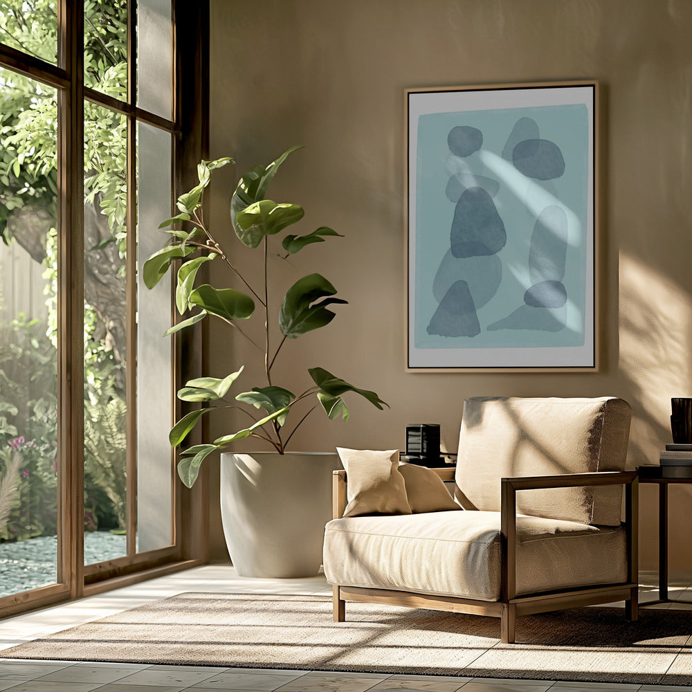 aquarelvlekken blauw abstract minimal modern art | Poster
