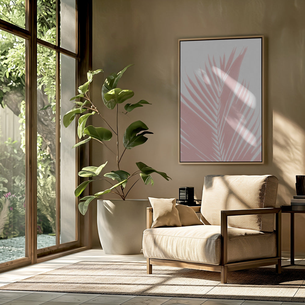 Pink Palm Leaves Silhouette | Poster
