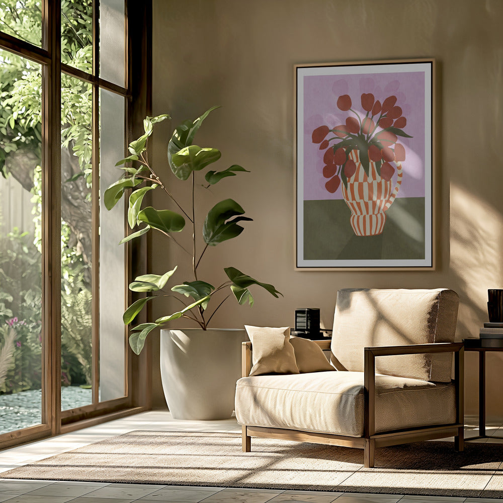 Opvallende tulpen in vaas | Poster