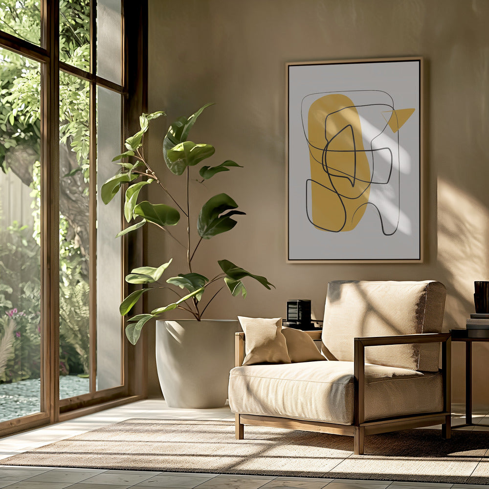 Lijn Abstract In Geel | Poster