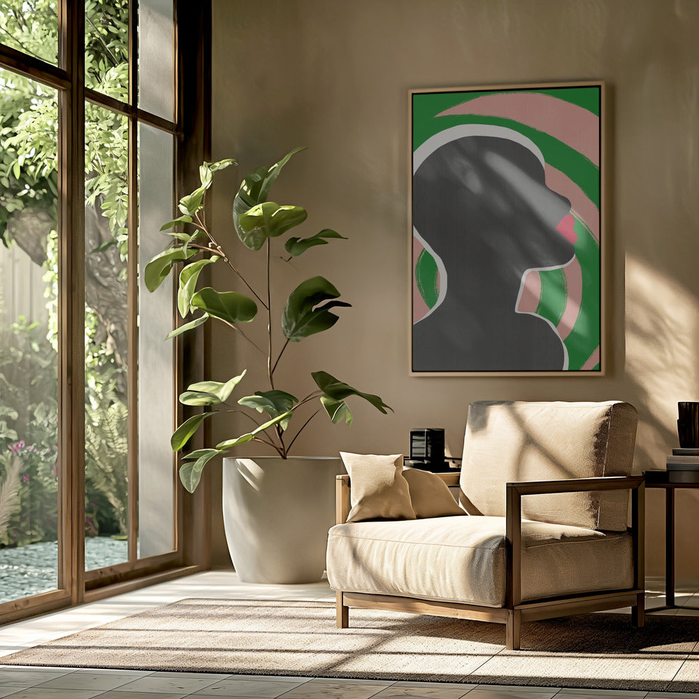 Anoniem portret in groene spiraal | Poster