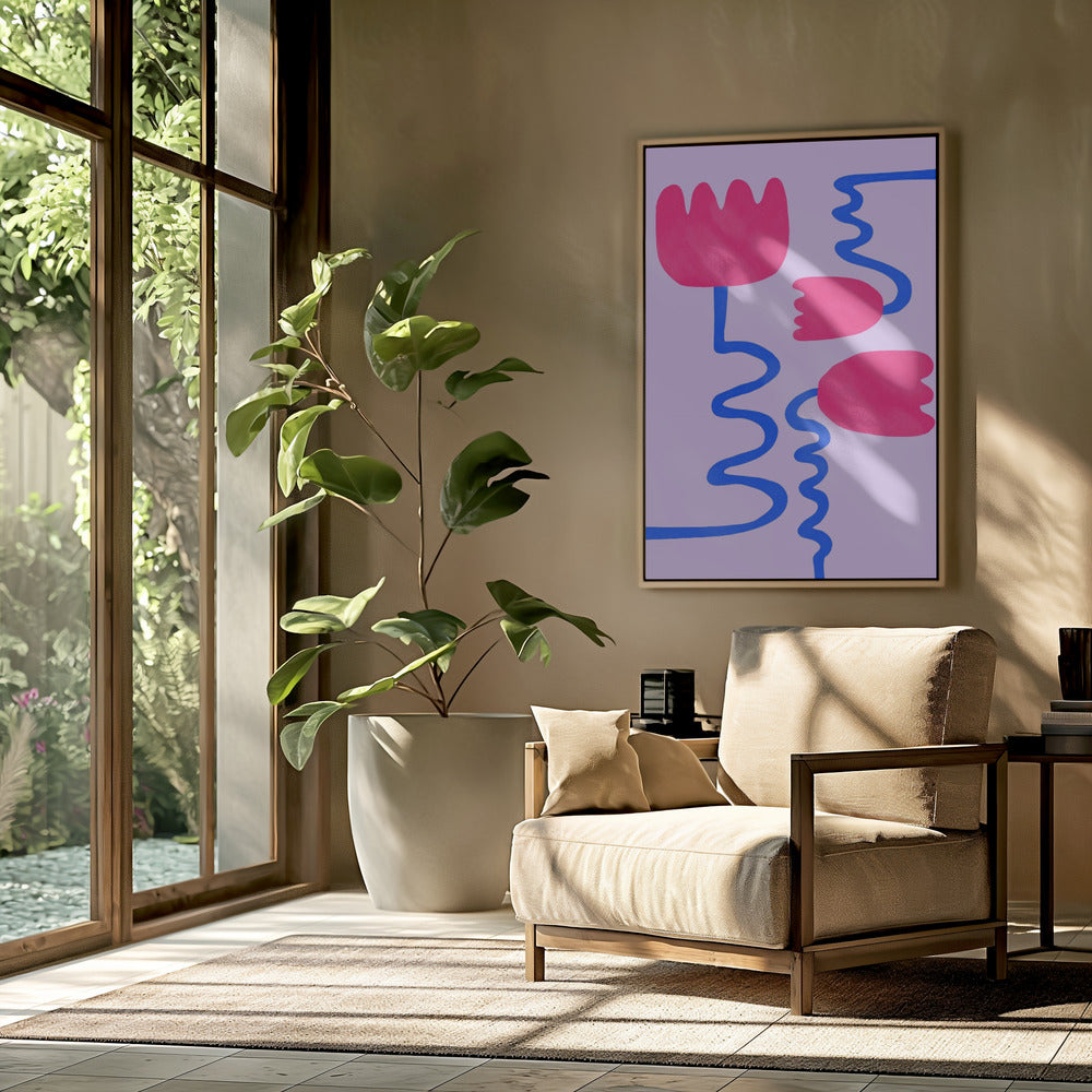 Karmozijnrode bloemen | Poster