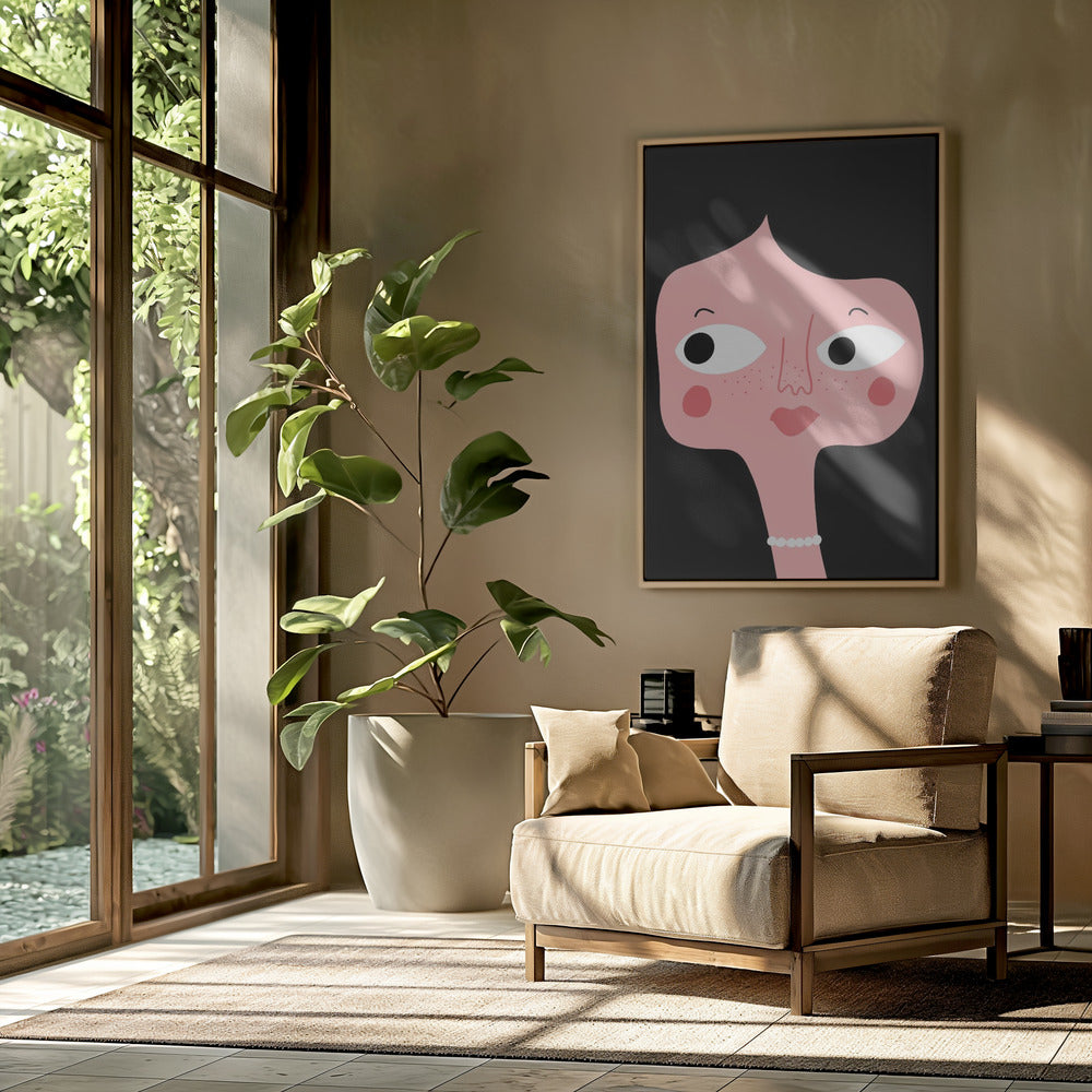 Eigenzinnig roze gezicht | Poster