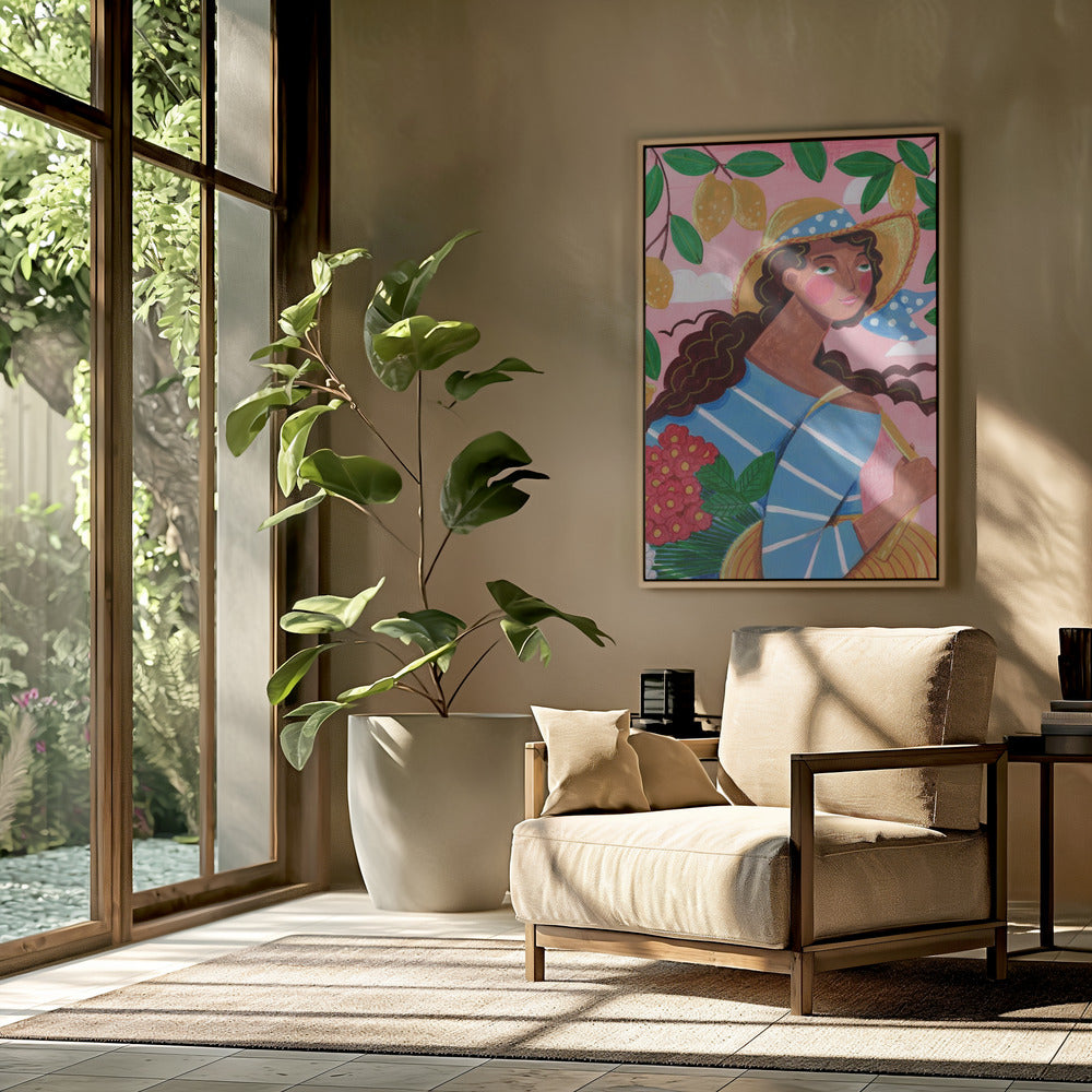 Portret van een vrouw aan de Amalfikust in Italië | Poster
