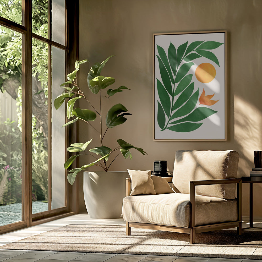 Zonsondergang in tropisch bos | Poster