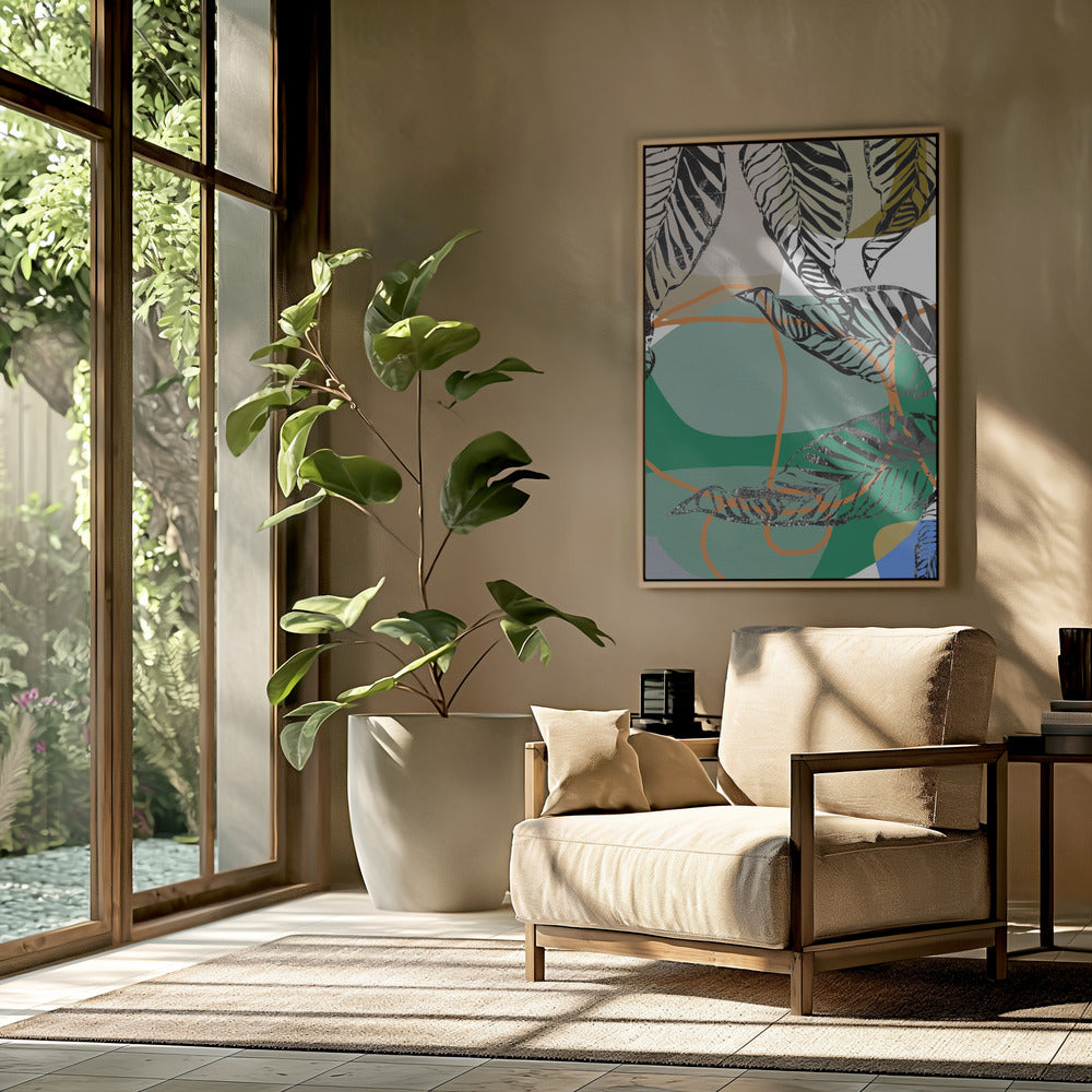 Abstracte zwarte bladeren met kleur nr. 2 | Poster