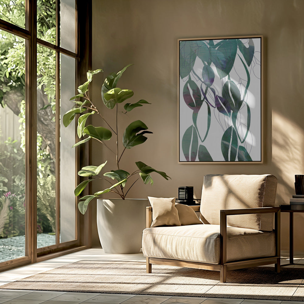Botanische bladprintkunst in marineblauw 4 | Poster