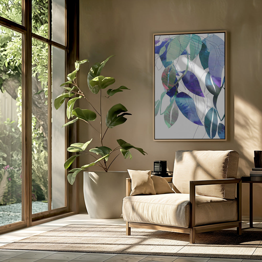 Botanische bladprintkunst in marineblauw 3 | Poster