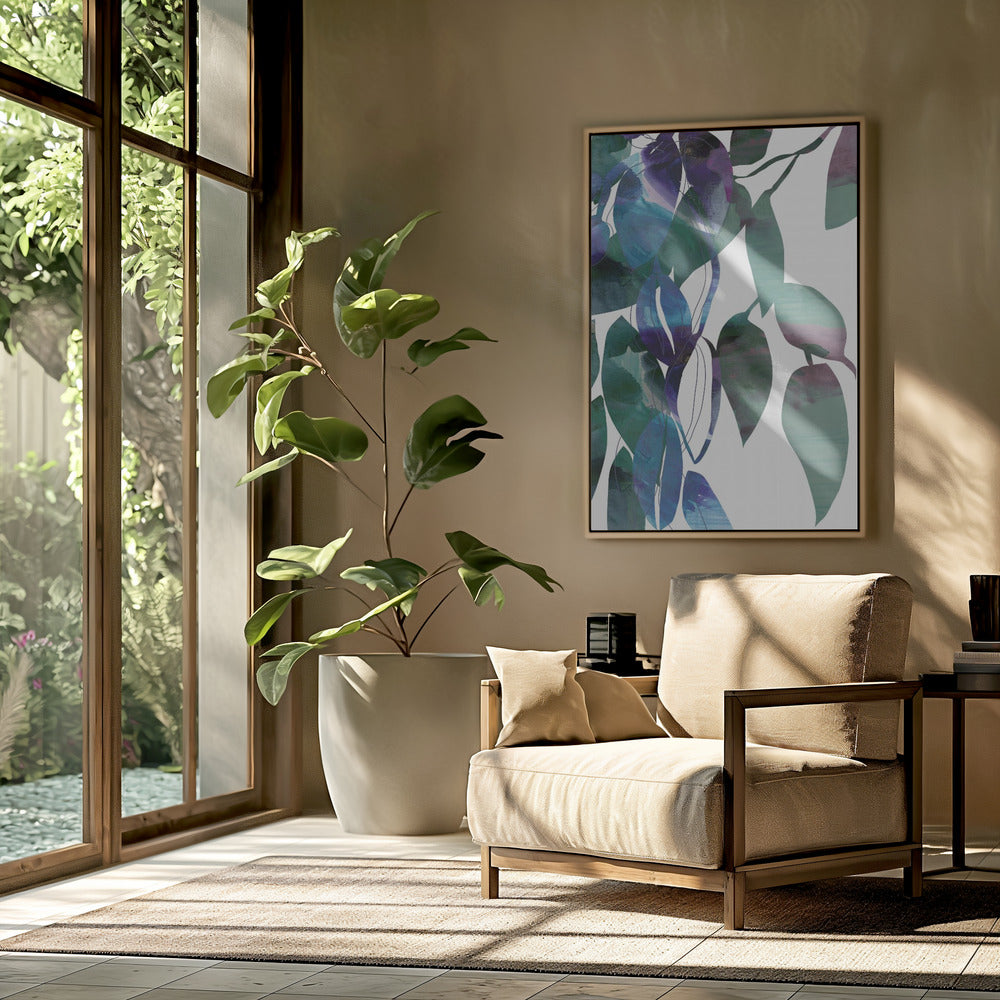 Botanical Leaf Print Art In Navy Blue 1 | Poster