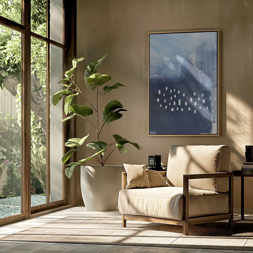 Blue Hues And White Rectangular Elements | Poster