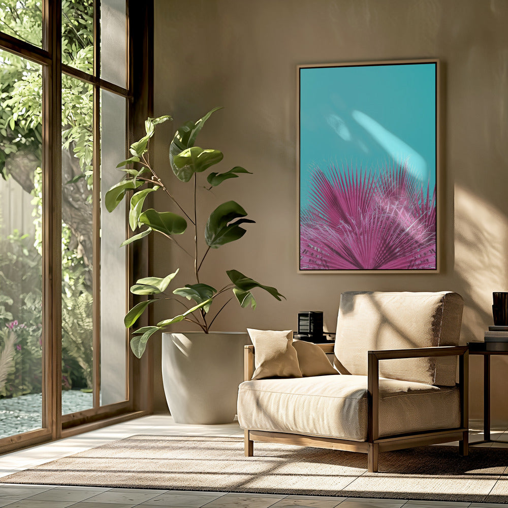 Elektrische roze palmbladeren | Poster