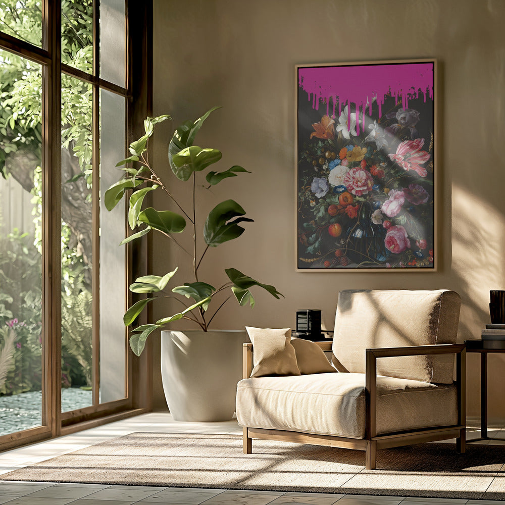 Vintage botanische kunst met veranderde pink | Poster