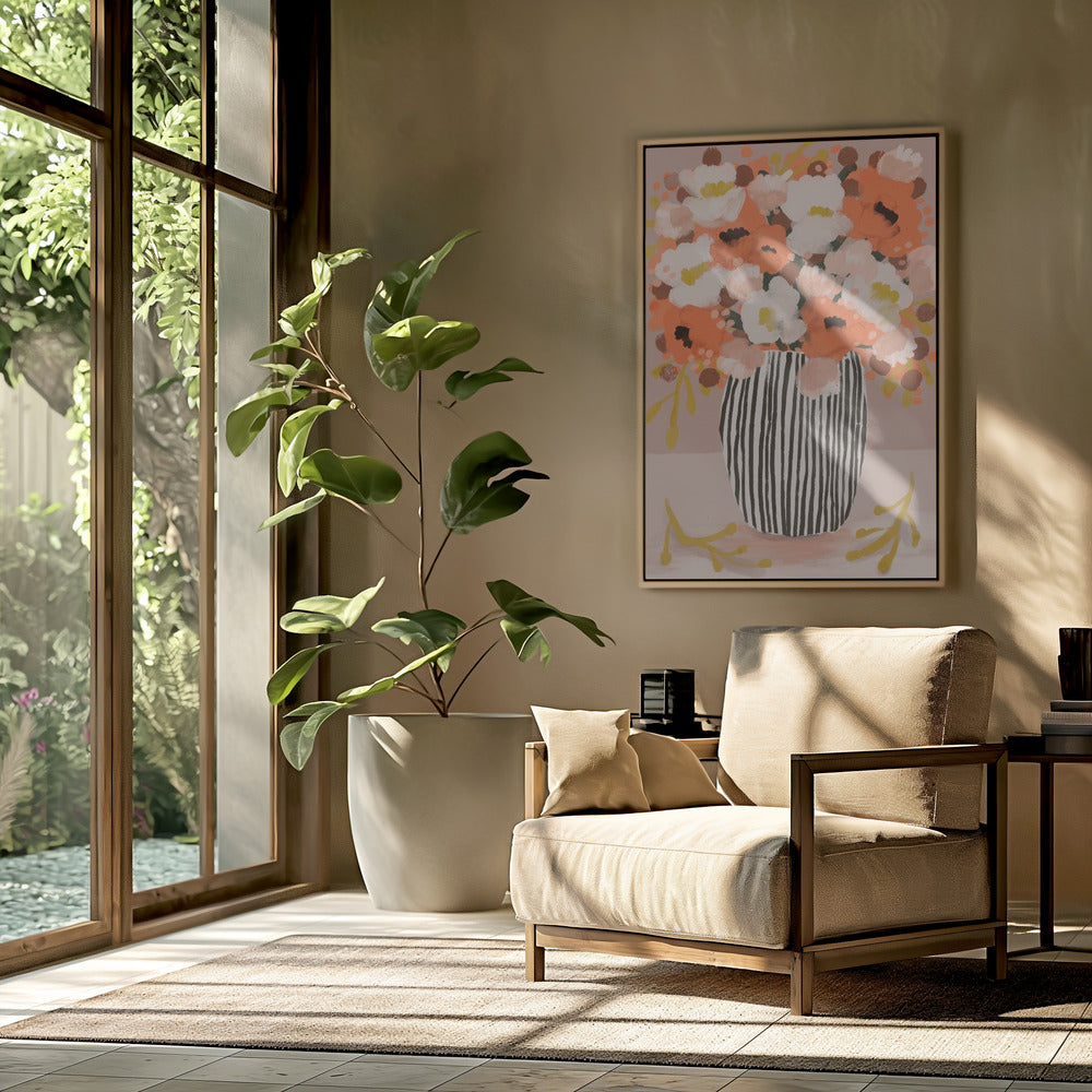 Gestreepte vaasbloemen | Poster