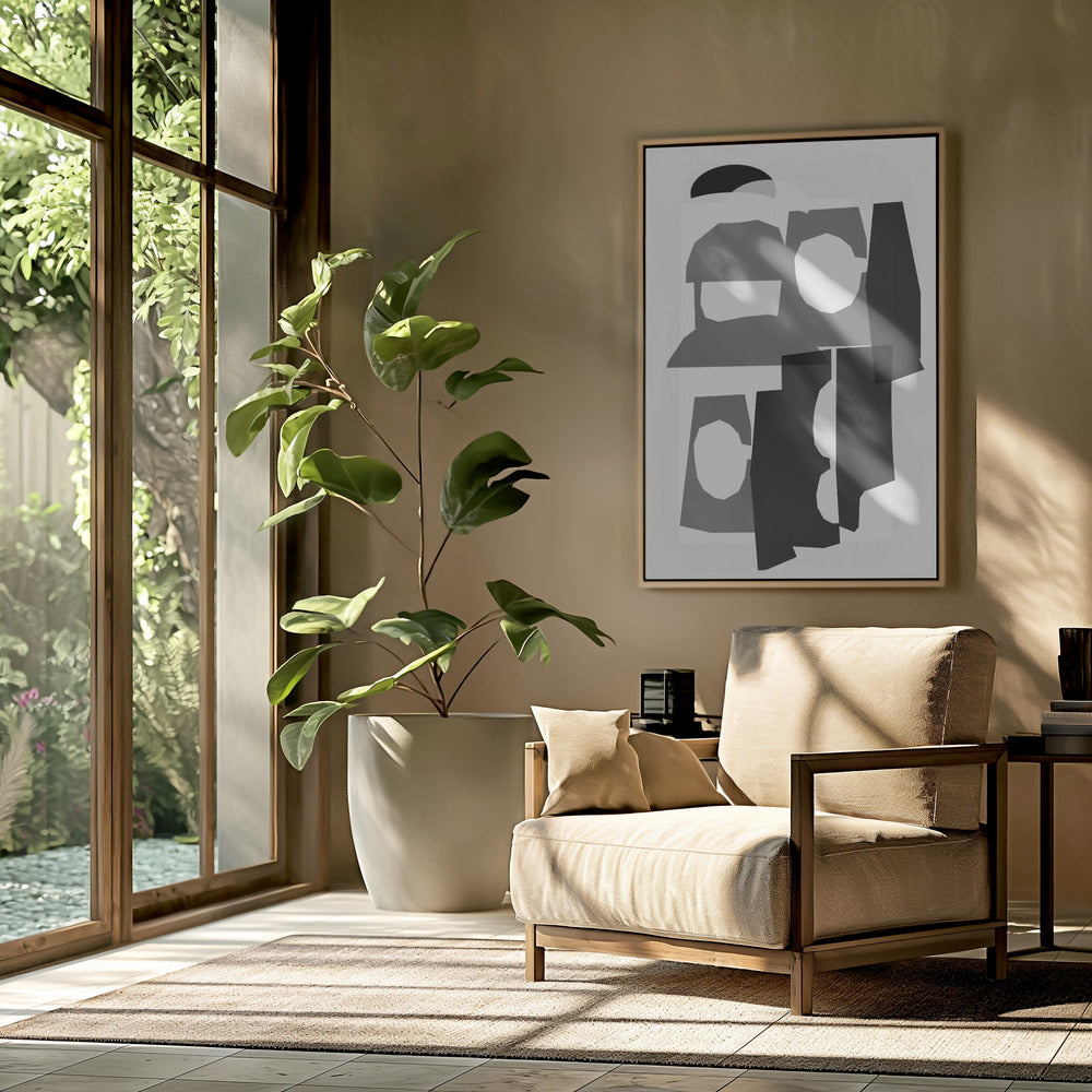 Zwart-witte uitgesneden vormen 3 | Poster